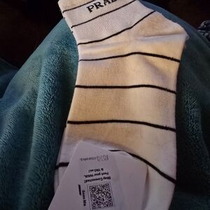 Prada White Socks with Black Stripes